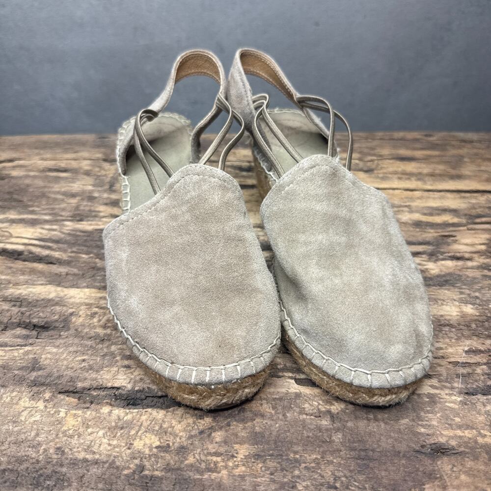 Toni Pons Origins Beige Suede Espadrille Wedge Slingback Sandals Size 38 Spain